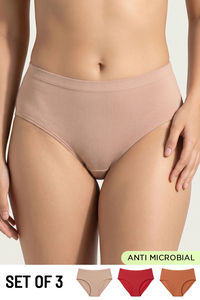 Zivame Medium Rise Full Coverage Hipster Panty (Pack of 3) - Multicolor — thumbnail 1
